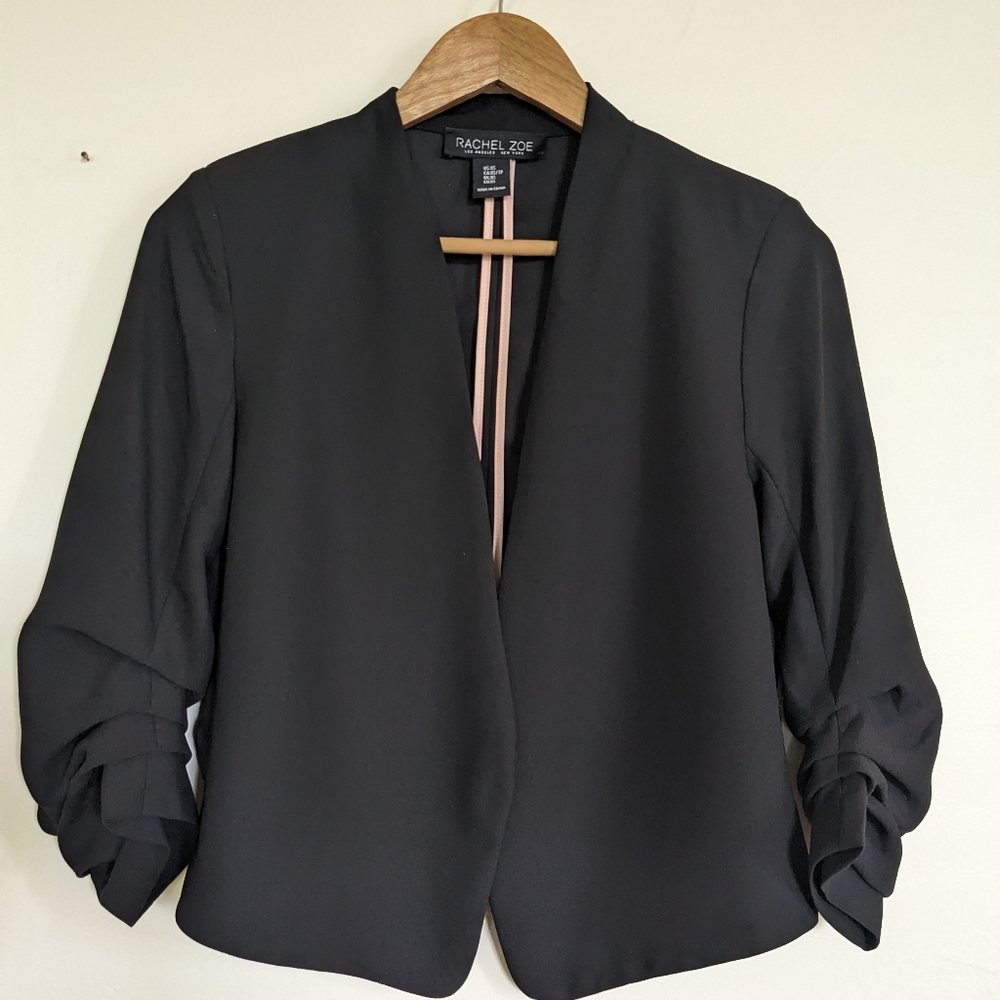 Rachel Zoe Crop Blazer 3/4 sleeve Black XS Suit Jacket